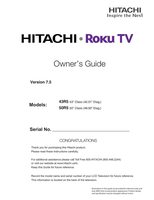 Hitachi 43R5 43R50 50R5 TV Operating Manual